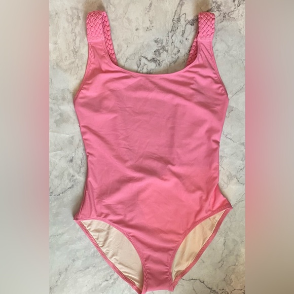 SOLID & STRIPED PINK SWIMWEAR *NWT* SizeM Braided Straps & Backless Detailing - Picture 6 of 14